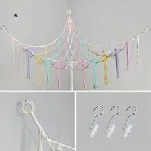 1pc Large Boho Stuffed Animals Net, Toy Hammock, Mesh Hammock Plush Toy Hanging Storage With Tassel Hooks,Stuff Animal Storage Corner Hanging Net Holder, For Bedroom Decorations, Festival Decor ,Room Decor, Home Decor Bedroom Decor, Dress Pants Shoes Jeans Boots Skirt