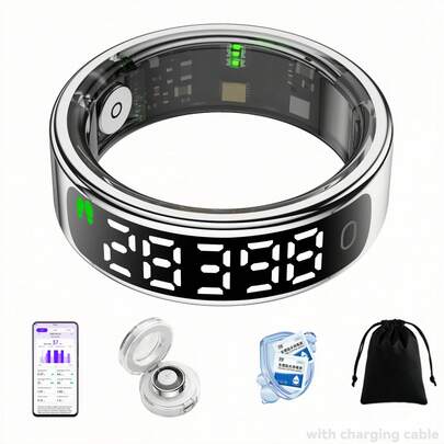 FONADA Smart Health Ring For Women Men, Smart Ring Fitness Tracker For IOS Android, Heart Rate, Blood Oxygen, Blood Pressure, Sleep Monitoring,5ATM Waterproof, No Subscription Fee,Ideal Thanksgiving/Christmas/New Year Gift