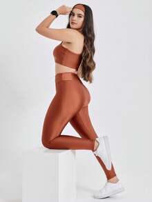 Shiny Set (Pants + Top With Pads) 10946/10949 - 鏽棕色 - 查看 2