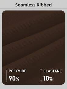 Yefecy 女式罗纹长袖连体裤 - 纯色紧身连体衣，适合瑜伽和健身，无缝 - 咖啡棕 - 查看 6