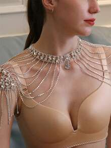 Catena da spalla di lusso con strass geometrici, adatta per matrimoni, feste e uso quotidiano