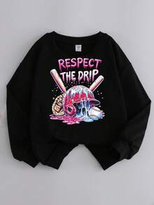 Boys' Back To School Baseball Equipment Print Crewneck Pullover Sweatshirt - Soft.Tween Boy Clothes.Tween Boy Clothes. Machine Washable, Versatile - Fall Winter Casual,For School, Vacation And Shopping Outfits