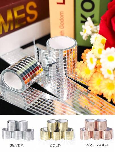 WalDecoo 5卷（9800片）镜面瓷砖自粘式，5x5毫米迪斯科球贴纸，适用于DIY工艺装饰，小型镜面马赛克瓷砖，可用于家居、花瓶、相框、迪斯科球等。