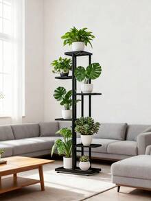 1 Pack 6 Layers Flower Pot Stand - Plant Holder Storage Shelf Rack For Home Garden Decoration - Creative Pots Organizer With Super Beautiful Design For Indoor Outdoor Decor - 黑色 - 查看 3