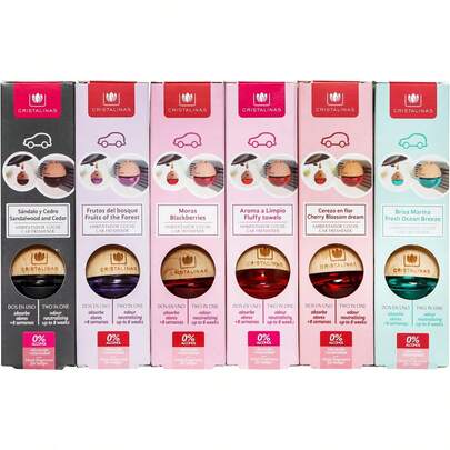 Cristalinas Ambientador de auto 6pack, formula sin alcohol, difusor elegante de cristal con madera : Automotriz y Motocicletas