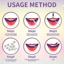 Tooth Gem Set, Teeth Jewelry Set With Glue And Light, Various Shapes Of Gems To Choose From, Professional DIY Teeth Gem Set, Fashion Crystals For Teeth Sweet Smile Gems, Suitable For Parties, EDM Festivals And Christmas. New Year Gift, Highlight Shiny Teeth - One Set - 查看 4