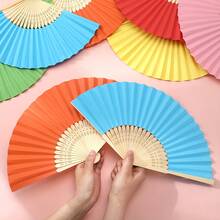 12/24/36 Folding Fans, Essential Fans, Fabric Folding Fans, Simple Paper Fans, White And Colored Folding Fans, Handmade Materials. Hand Fans, Cooling Fans, Wedding Decorations, Carnival Accessories, Line Dance Fans - Nhiều màu - Xem 4