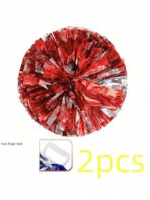 2 Stücke Cheerleader mit Pompons, Bändern, Tanzauftritts-Requisiten, Quadratische Tanzspiel-Requisiten, für Fußball, Basketball, Fußball und Sportaufführungen, Mannschaftssportarten, Tanz- und Cheerleader-Requisiten