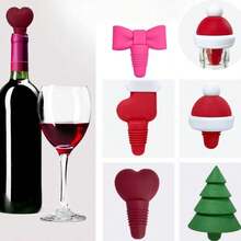 Tampão de vedação de silicone criativo com tema natalino para garrafas de champanhe, vinho e vinho tinto, tampa de silicone para garrafas de vinho, decoração fofa de Natal para garrafas de vinho, competição