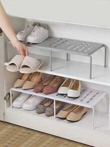 Multi-Functional Shoe Rack, Two-Layer Extendable And Tiered Storage Rack, Shoe Storage Rack, Wardrobe Storage Tiered Partition, Space-Saving Kitchen Storage Rack, Suitable For: Shoe Storage, Kitchen Storage, Wardrobe Storage. - Multicolor - View 1