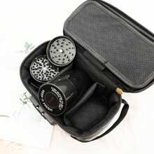 3-Piece Storage Bag Set With 4-Layer Metal Grinder, Airtight Jar & Odor-Proof Bags – Ideal For Home & Outdoor Organization