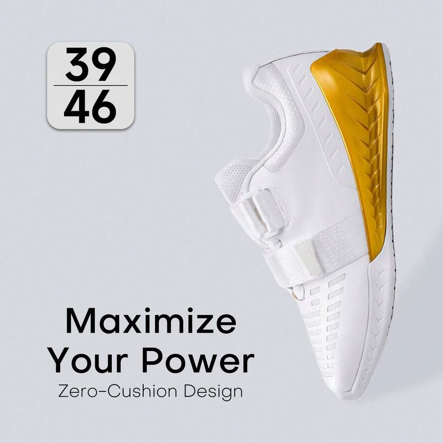 Men's Powerlifting & Squat Training Shoes, Stable Gym Shoes For Deadlifts & Barbell Workouts, Non-Slip TPU & Rubber Sole, Supportive Hard Base Fitness Footwear