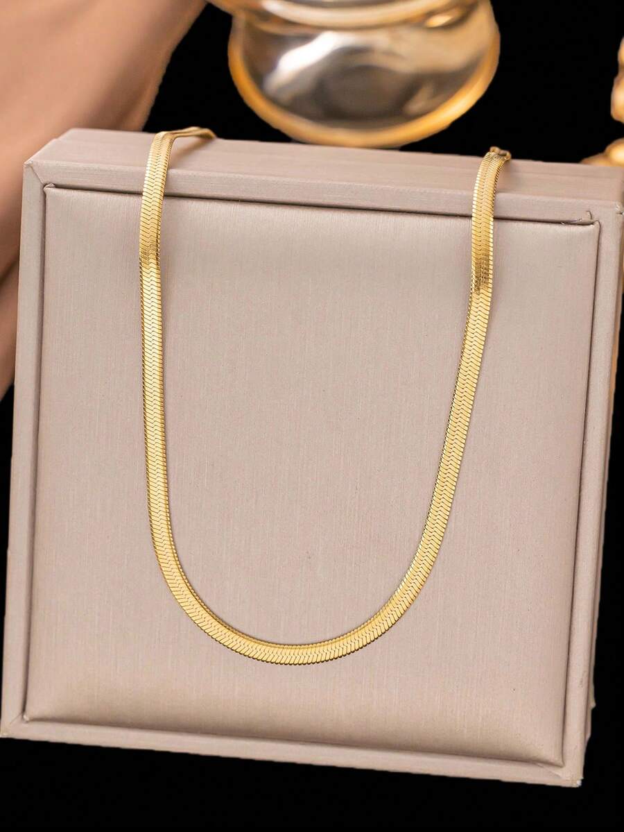 1pc Fashionable Flatsnake Necklace, Choker Jewelry For Daily Wear, Gift For Couple, Mom, Daughter, Jewelry