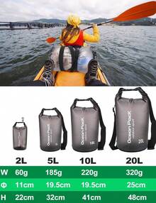 Bolsa Impermeable, Bolsa Seca 20L 10L 5L con Funda Impermeable para Teléfono, Correa de Hombro Larga Ajustable, Mochila Impermeable para Deportes Acuáticos y Senderismo - Amarillo - Ver 5