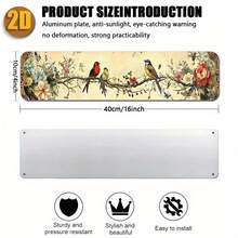 1 Piece Vintage Bird And Floral Aluminum Metal Wall Art - Exquisite Floral And Bird Design, High Bending Resistance, Elegant Bedroom & Living Room Decoration,, Thanksgiving, Halloween Wall Hanging Home Decor, Seasonal Decoration, Rustic Charm, Delicate Craftsmanship