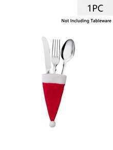 20 piezas/10 piezas/1 pieza Portacubiertos con sombrero de Navidad, Portacubiertos de tela no tejida de Papá Noel en miniatura, Decoraciones para paletas y botellas de vino, Decoración de mesa para fiestas de Navidad, Acción de Gracias y otras ocasiones festivas, Navidad
