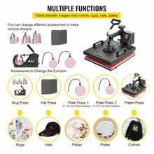 Heat Press Machine 15x15 Inch 8pcs 1050W Combo Digital Multifunctional Sublimation Heat Transfer Machine Dual LED Display For T-Shirts Hat Mug Cap Plate Flip Design - 查看 6