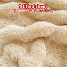 1pc Thick Faux Rabbit Fur Fitted Sheet, Mattress Protector Cover, (No Pillowcase, No Pillow Insert) Floral Pattern Fitted Sheet, Plush, Warm To The Touch, Wrinkle-Resistant, Removable And Machine Washable, Twin/Full/Queen Size - Ideal For Bedroom And Guest Room