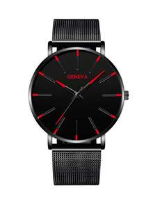 2 件时尚网状单刻度男士手表、石英男士手表和 1 个商务男士钱包 - 凹陷網帶+錢包 - 查看 6