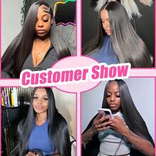 40 Inch 13x4 Transparent Straight Lace Front Wigs 200 Density Brazilian 13x6 HD Lace Frontal Human Hair Wig Long Black Straight Blended Human Lace Wig Pre Plucked Hairline With Baby Hair Elastic Band Can Be Middle Part Left/ Right Side Part And Free Part Available Natural Color  For Women - Natural Black - 查看 8