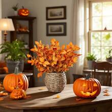 1pc Artificial Autumn Leaf Basket, Holiday DIY Decor, Suitable For Halloween, Thanksgiving, Etc. Can Be Used To Decorate Home Living Room, Dining Table, Create A Harvest Atmosphere, And Also For Garden Embellishment. Maintenance-Free, Long-Lasting Natural Elegance, Infusing Spaces With A Rich Autumn Ambiance, A Practical And Useful Item For Holiday And Everyday Decoration.