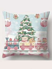 4 piezas, el tema navideño incorpora de manera ingeniosa elementos navideños, como árboles de Navidad, casas de pan de jengibre, etc. Decoración del hogar festiva, diseños alegres, estampados festivos, material de fácil cuidado, fundas duraderas, cojines festivos, cojines decorativos, para compradores de regalos, entusiastas de la Navidad