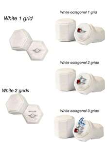 1Pc Velvet Ring Box, Hexagon 3 Slots Triple Slot Ring Box, Wedding Day Ring Box For Wedding Ceremony Wedding Ring Holder Ring Box, For Multiple Rings Ring Boxes, Wedding Ring Storage Box, Wedding Ring Holder, Engagement Ring Holder Ring Holder Box Back To School - Multicolor - View 11