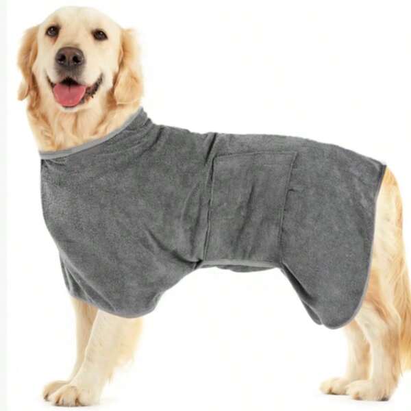 1 Stück super saugfähiger Bademantel für Hunde, Frottee-Handtuch mit Umhüllungsverschluss für Haustiere