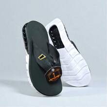 Flip-Flops, Openwork Fabric, Comfortable Men's Beach Sandals - White/black /L7 - View 3