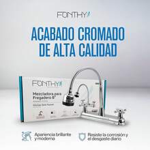 Mezcladora para Baño y Cocina |   Alta Durabilidad y Diseño |   FONTHY (500111) - Cruz flexible de 8" cromada - Ver 5