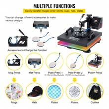 5 In 1 Heat Press, 15" X 15" Clamshell Digital Sublimation For DIY Mug Cap Plate - 查看 6
