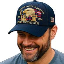 1pc Men's USA 250th Anniversary 1776-2026 Patriotic Baseball Cap,  Skull Street Polyester Snapback Hats For Men, Retirement Party Birthday Party Graduation Party Anniversary Party  Back To School Party  Themed Party  Gift  Social Events Lightweight All-Season, 250 Years Of US Independence Commemorative Hat With Bald Eagle & 50 Stars & Stripes Design, Lightweight All-Season Comfort, Unisex For Men & Women, 2026 Collectible 4th Of July Celebration Cap With Lady Liberty 1776-2026 Dates,   Ideal Gift For History Buffs, Officers, Patriots, July 4th Wear, Holiday Accessory, Flag Design Hat, History Buff Gear, Longlasting Fabric, Strikematching July 4th Independence Day Hat With Lady & 2026 Commemorative Design, Hats, Hats For Men, Mens Hats, Caps For Men, Cap For Men, Mens Cap, Mens Caps, Funny Hats, Men Cap, Snapback Hats For Men.