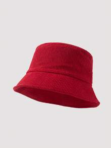 1pc Men's Fashion Corduroy Solid Color Bucket Hat, Suitable For Autumn/Winter Daily Outfits - A - View 2