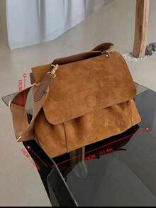 复古棕色丝绒百搭秋冬包包女大容量斜挎包单肩包女包2025新款潮 - 棕色 - 查看 2