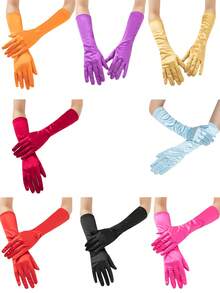 1 Đôi Găng tay dài không ngón bằng vải satin dành cho nữ, thích hợp cho váy dạ hội, váy cưới, chống nắng - Nhiều màu - Xem 1