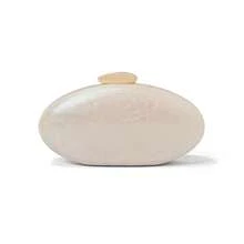 1pc Fashion Acrylic Glossy Women's Evening Bag, Egg-Shaped Crossbody Bag With Detachable Gold Chain For Wedding, Party, Vacation , Bags Ladies Elegant - White - View 9