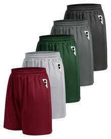 5 Pack Athletic Gym Mens Shorts - Workout Black Quick Dry Basketball Shorts With Pockets For Running Casual Activewear - Đen + Xám nhạt + Xám đậm + Xanh quân đội + Đỏ rượu vang - Xem 6