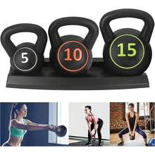 3 Pcs Kettlebell Set - 5lb, 10lb, 15lb Weight Lifting Training Kettle Bell For Cardio & Strength Exercise, Ideal For Home Gym Workouts - Default - View 3