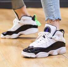 Giày bóng rổ cổ cao Air Jordan 6 Rings Six Crowns bằng da thoải mái, chống mài mòn, dành cho trẻ em trung bình và lớn - trắng - Xem 2