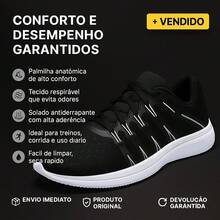 Tênis Olim Unissex Casual Esportivo Simples e Elegante Confortável Para Uso Diário Trabalho e Lazer - Preto Branco - Visão 3