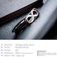 1 سوار جلد PU يحمل رمز اللانهائية للجنسين - سوار مضفر يدوي من جلد PU للأزواج، هدية بوهيمية لعيد الميلاد والذكرى السنوية