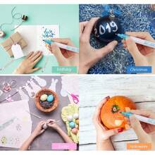 ​​Set de 8 Marcadores de Doble Línea - Marcadores de Contorno Profesionales| Colores Vibrantes Intensos| Ideal para Lettering, Manga y Manualidades| Trazo Preciso 0.5mm y 1.0mm| Incluye: Amarillo, Verde, Rosa, Azul Cielo, Azul, Morado, Naranja y Negro​​ - Colocar - Ver 6