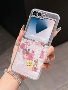 兔子图案极简哑光PC材质可爱兔子元素可折叠手机壳，保护性强，防摔：兼容三星Galaxy Zflip 3/Zflip 4/Zflip 5/Zflip 6/Zflip 7/ Razr 50 Ultra/ Razr 60 Ultra/ Razr 60/ Razr 50/Galaxy Z Flip7 FE - 無色 - 查看 3