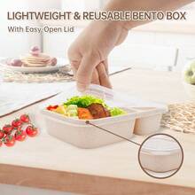 5 Pack Bento Lunch Box, 4 Compartment Snack Containers, Divided Snack Box, Meal Prep Lunch Containers ToddleAdults, Food Storage Containers School, Work And Travel - 2隔間-多色 - 查看 6