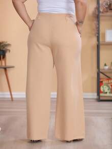 Plus Size Wide Leg Pants, New Fashion Tailored Fabric - 米色 - 查看 6
