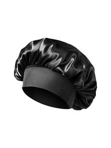 1/2/3 piezas Gorro de seda para dormir, gorros de satén, gorro de dormir de seda con banda elástica suave, envoltura de cabello de seda para cabello rizado (Negro Dorado)