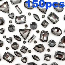 WENSIDUO Sew On Rhinestones 150 PCS Mixed Shapes Glass Rhinestones Sew On Crystal Gems Mental Flatback With Silver Claw For Jewelry Crafts Clothes Shoes Costume Garment White,Grandma Mothers Day Gift,Mother's Day - White - View 16