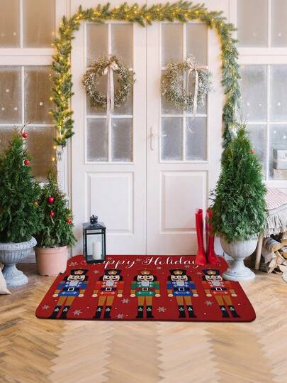 1 Stück Aquarell Nussknacker Weihnachts-Fußmatte, moderne dicke saugfähige schnell trocknende Eingangsteppich, Weihnachtsdekoration, Outdoor-Teppich, Weihnachtsgeschenk, rutschfeste Inneneingangs-Matte, ölabsorbierende rutschfeste Küchenmatte, maschinenwaschbar leicht zu reinigende Vorhalle-Matte, Schmutz auffangende Fußmatte für den Eingang, einladende Fußmatte, geeignet für Wohnzimmer, Schlafzimmer, Küche, Bad und verschiedene Eingangsbereiche, auch für Weihnachtspartys, Weihnachtsdekorationen, Weihnachtsdekoration, Heimdekoration, Raumdekoration