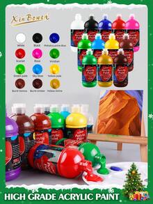 Xin Bowen Acrylic Paint Set Large Bottle Acrylic Paint 16.9oz (500ml) Premium Acrylic Paints Large Capacity For Artists Beginners And On Canvas Rocks Wood Ceramic Fabric