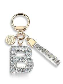 1 buc breloc nou cu 26 de litere cu stras, pandantiv personalizat drăguț, accesoriu pentru geantă de femei, breloc auto, breloc auto cu stras din aliaj, rucsac agățat decorare geantă cu suport de identificare accesorii auto brelocuri pentru geantă - Șampanie - Vizualizare 3